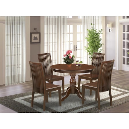 East West Furniture 5 Piece Hartland Kitchen Table Set - Mahogany HBIP5-MAH-W
